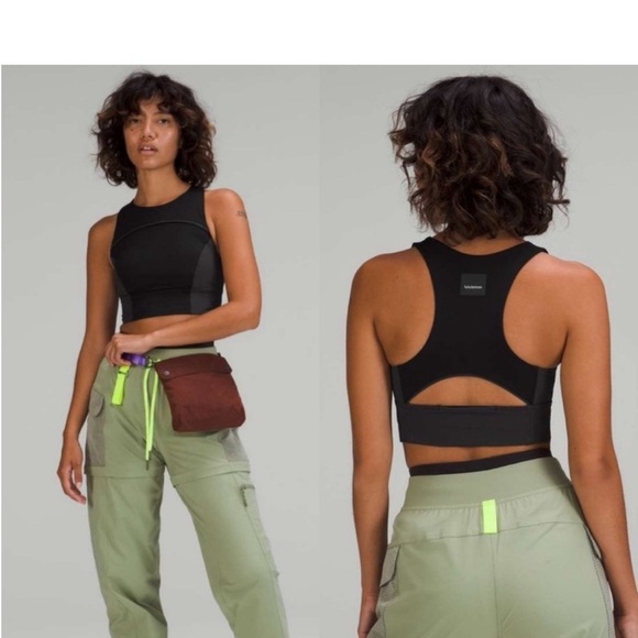 Lululemon Set Black Graphite Hike To Swim Biker Shorts & Sports Bra Size 2 - Picture 1 of 5